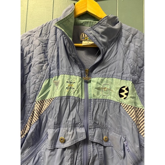Vtg IXSPA 2000 Vintage Windbreaker Jacket Periwinkle 90s Abstract Pattern Medium - Picture 2 of 7